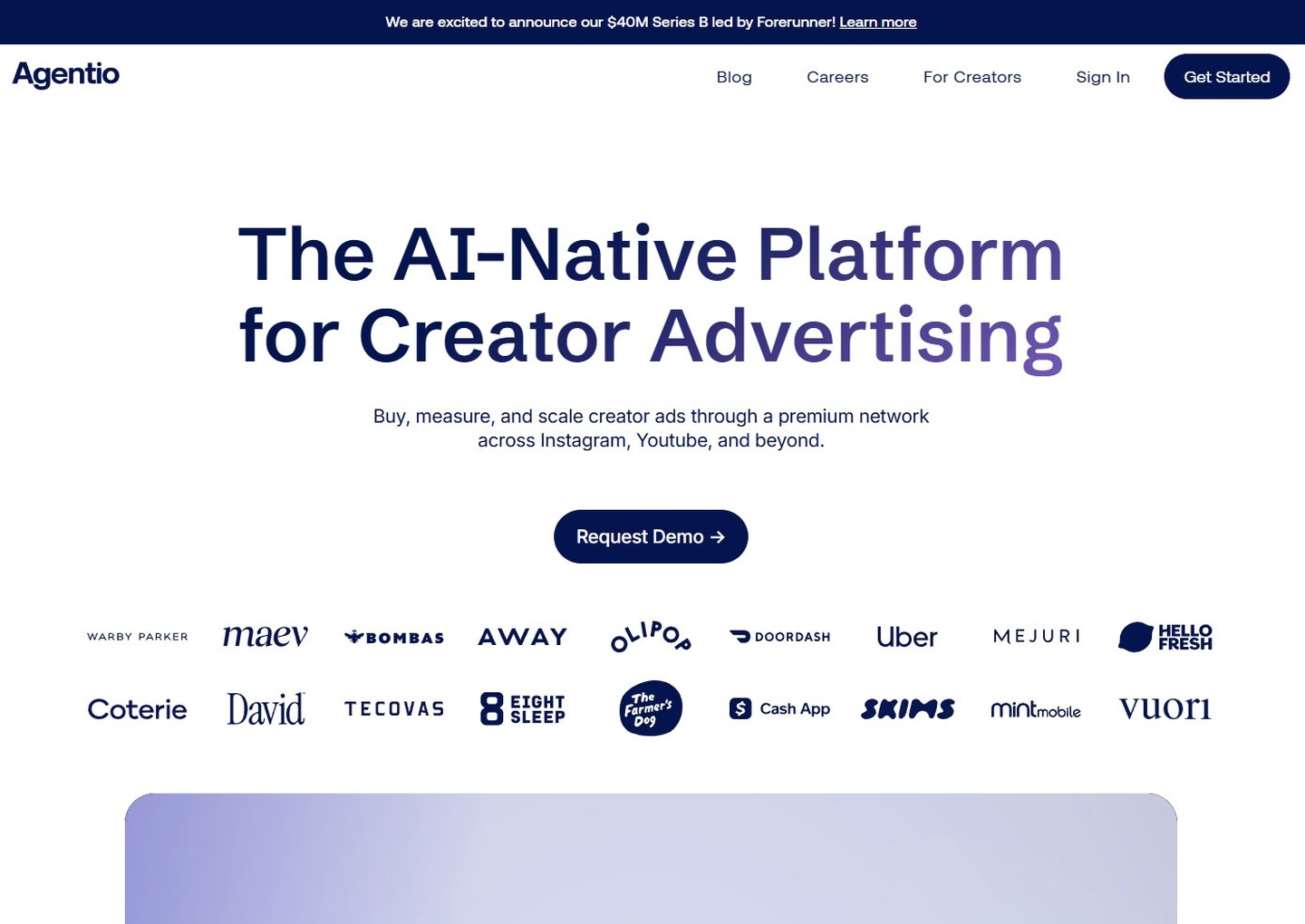 Agentio | Creator Advertising Platform Built with Webflow - Showcase ...