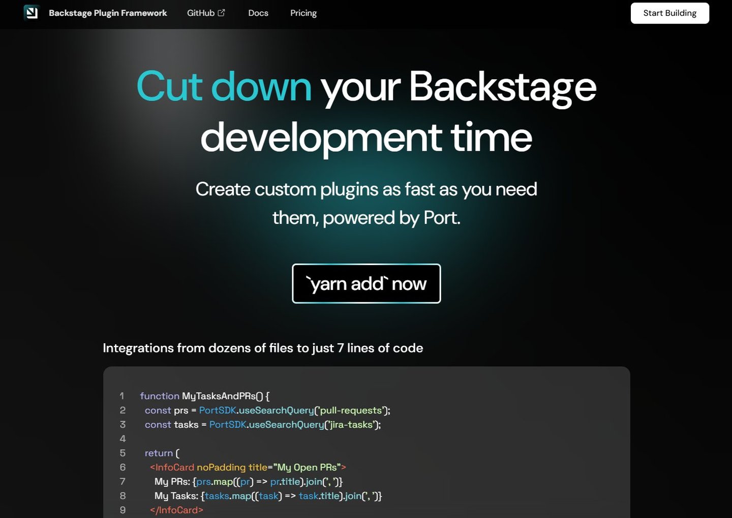 Port Backstage Plugin Framework | Developer Tool - Showcase | Dragdropship
