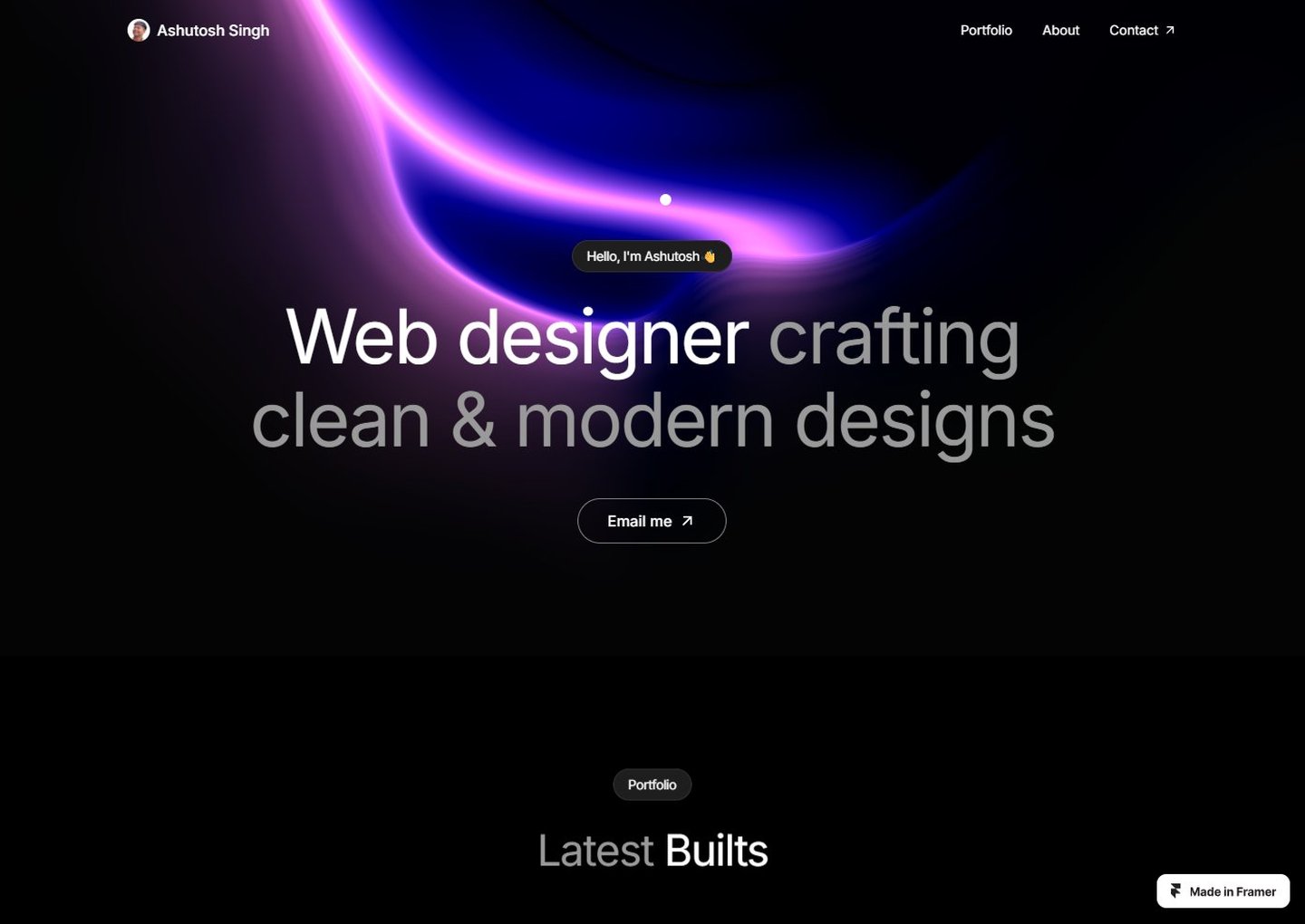 Ashutosh Singh | Web Designer Portfolio in Framer - Showcase | Dragdropship