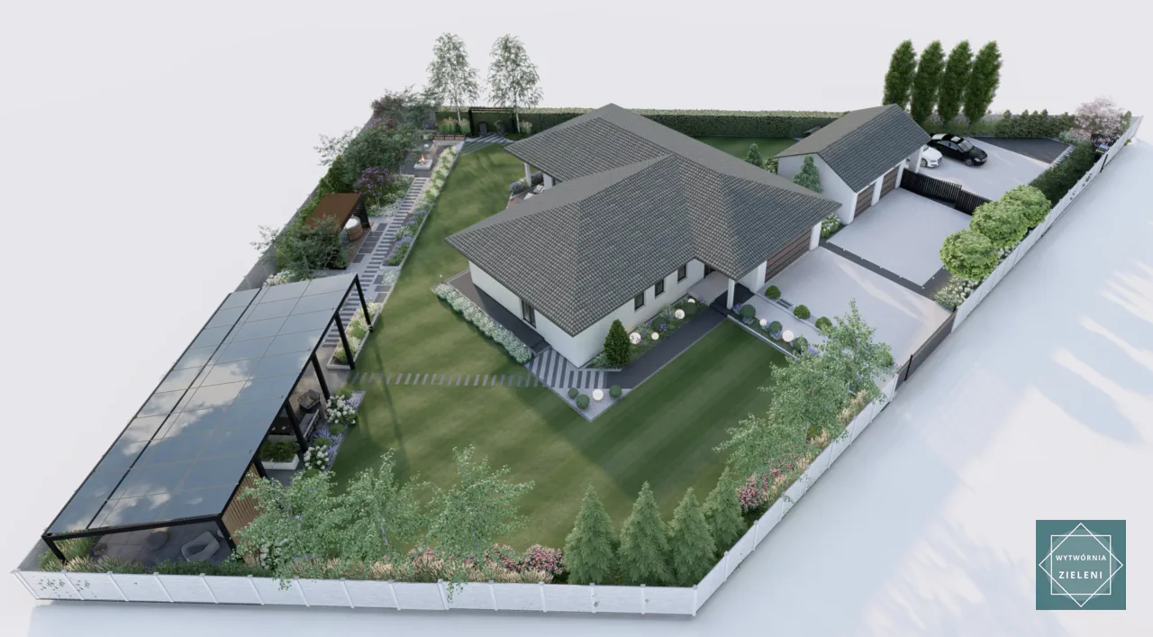 Działka o powierzchni blisko 2000 m² w Gdyni, o trójkątnym kształcie wymagającym przemyślanej aranżacji.