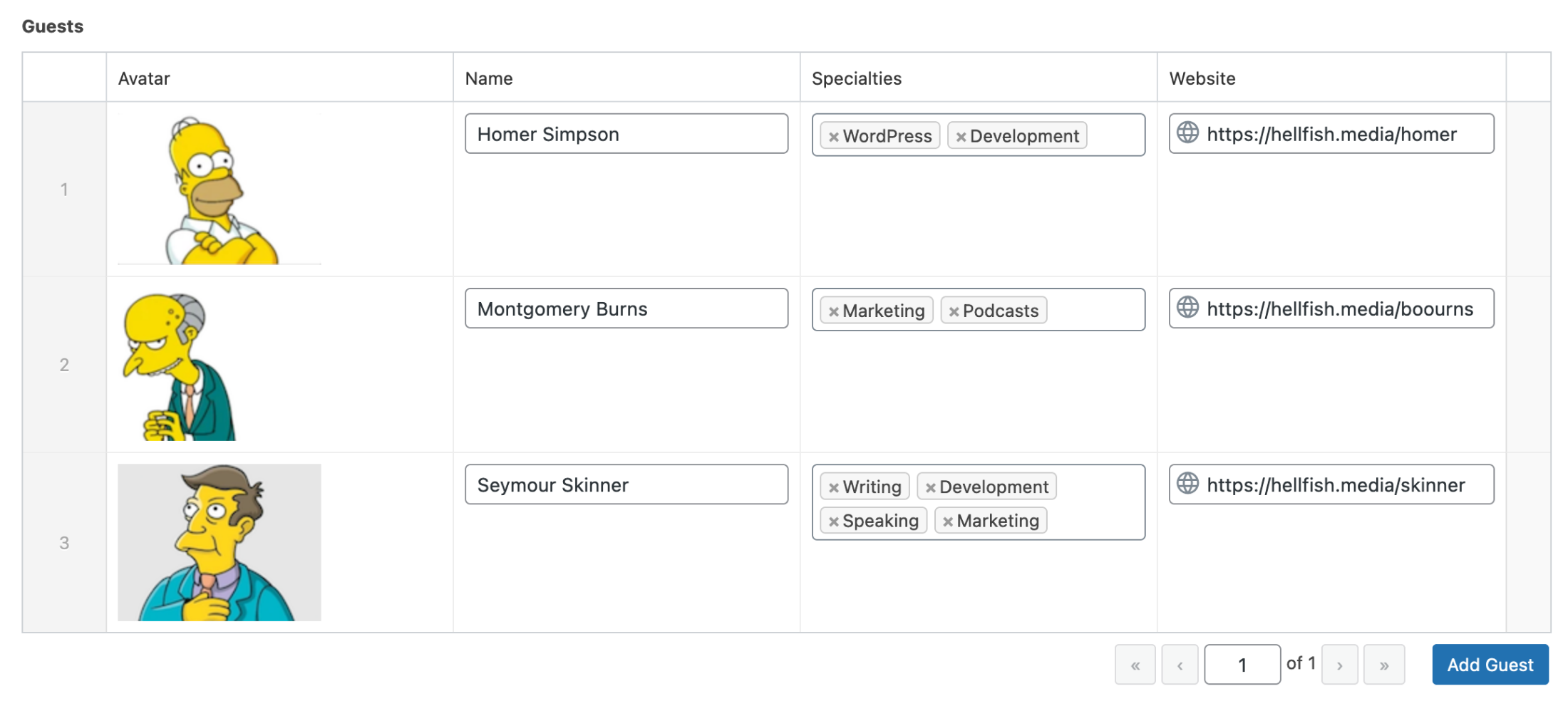 Repeater field - Adding items in WordPress CMS