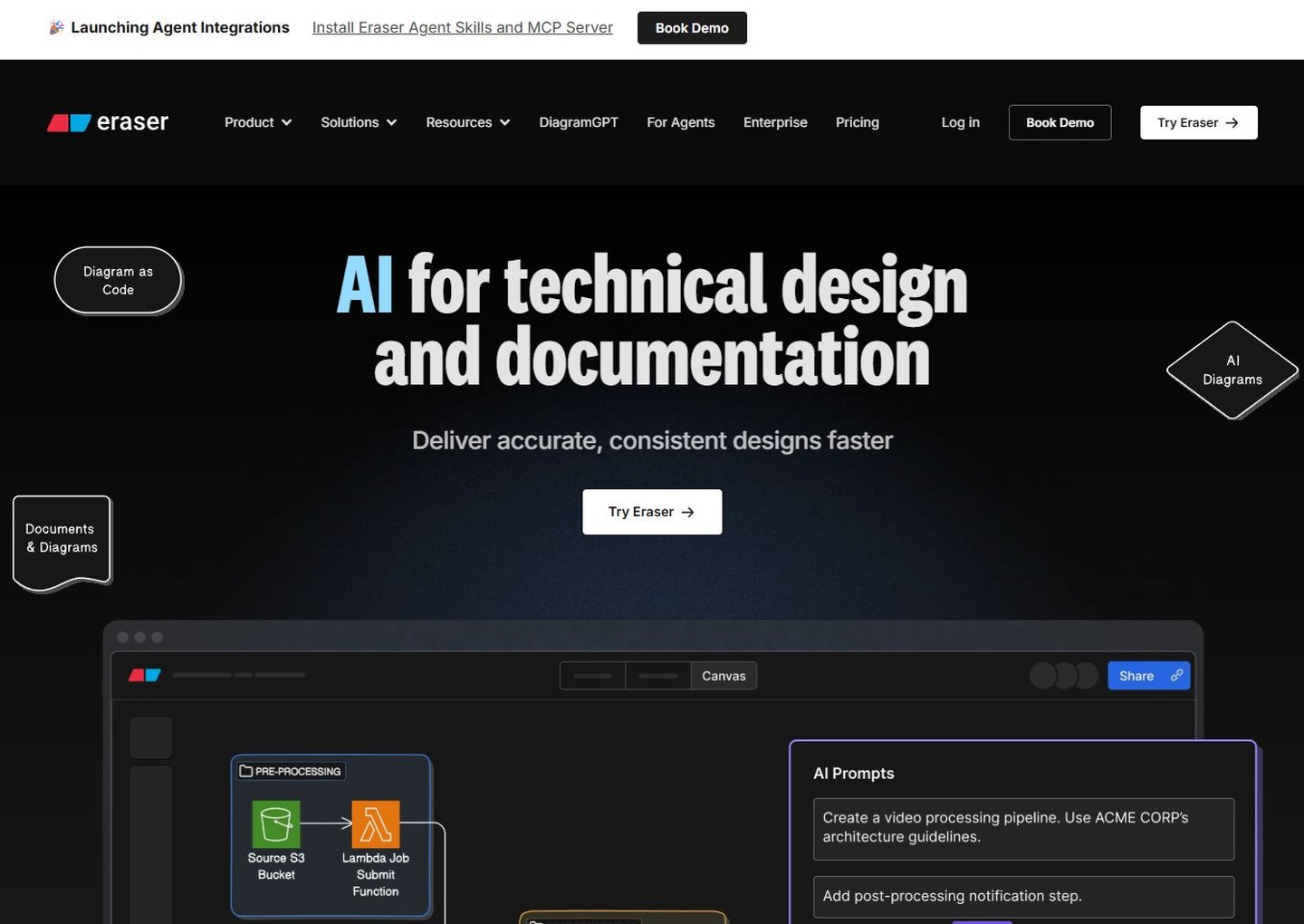 Eraser | AI Technical Diagrams and Documentation Built with Webflow ...