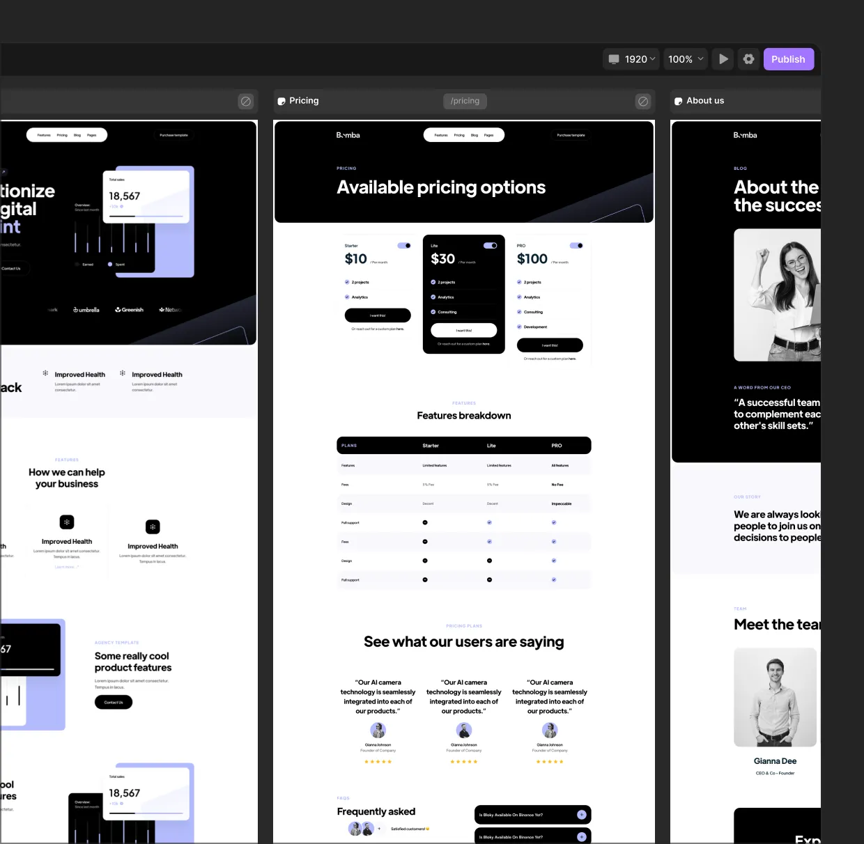 Visual builder preview
