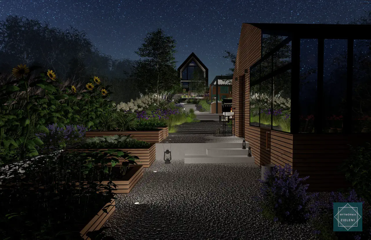 Wizualizacja 3D ogrodu z realizacji projektu