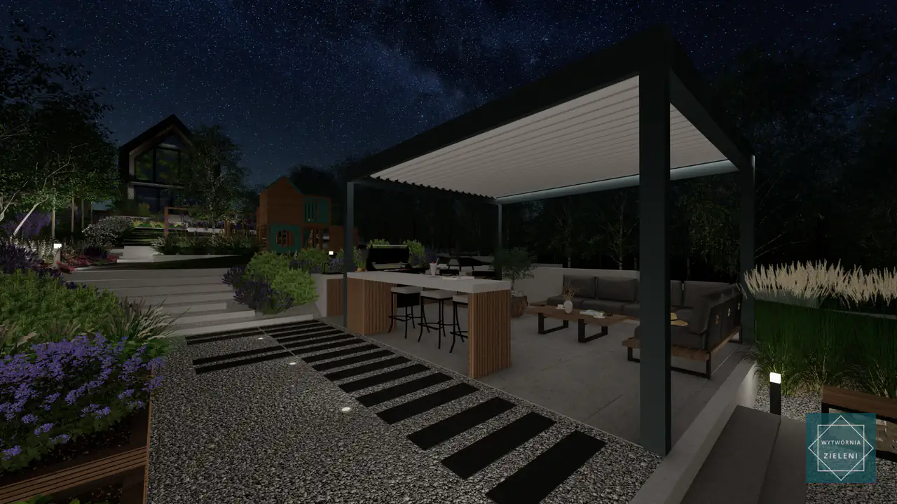 Wizualizacja 3D ogrodu z realizacji projektu
