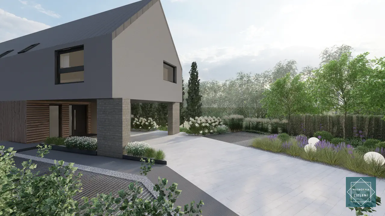 Wizualizacja 3D ogrodu z realizacji projektu