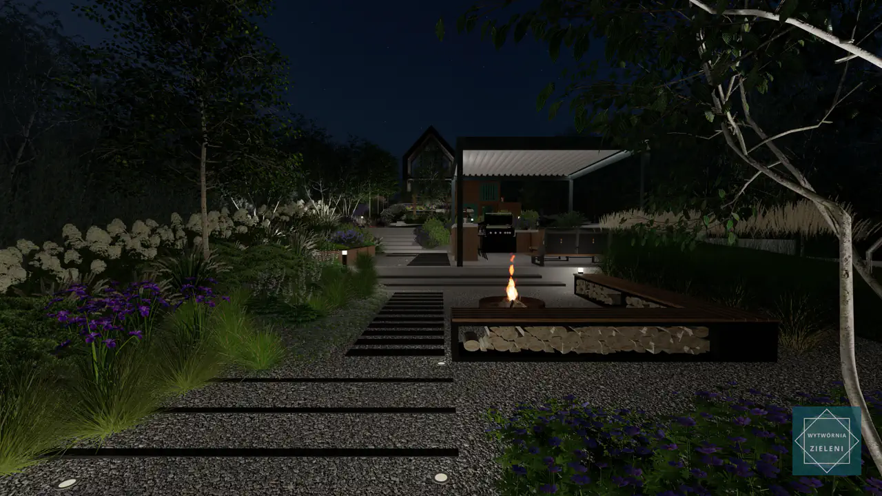 Wizualizacja 3D ogrodu z realizacji projektu