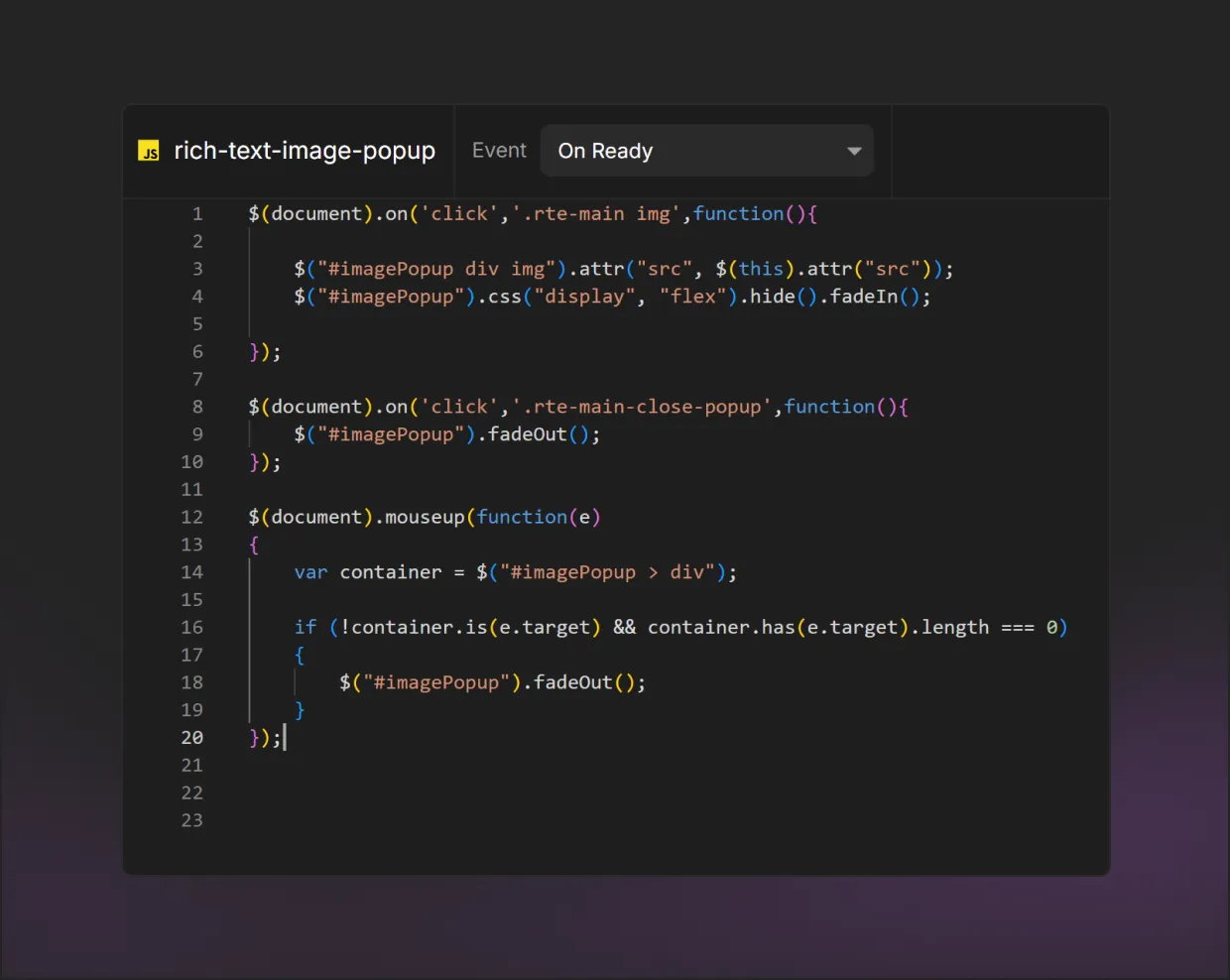 JavaScript file types preview