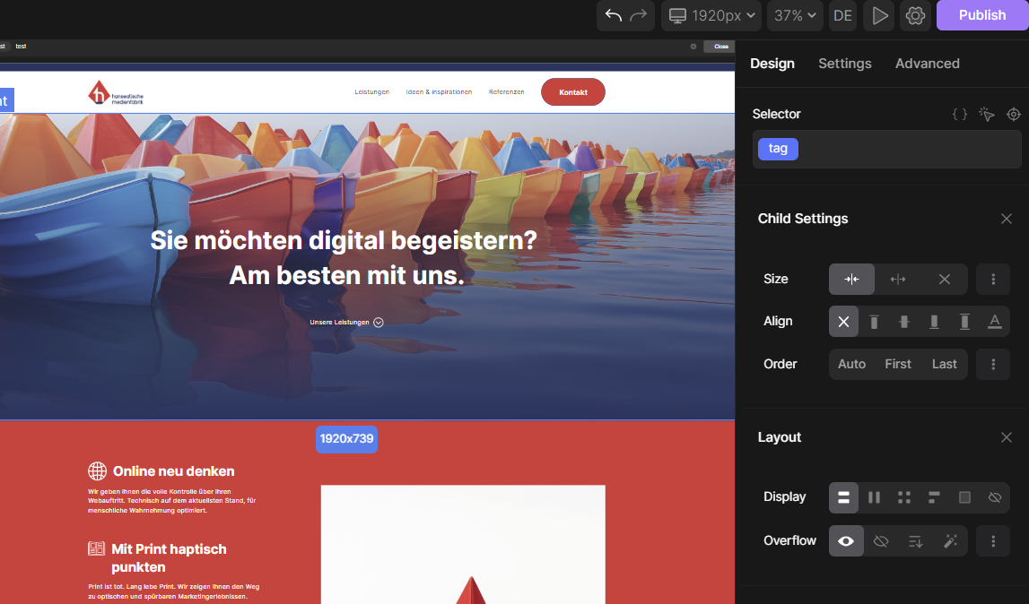 Visueller Editor von Divhunt