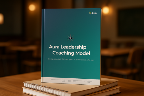 Aura Curriculum stacked in a library