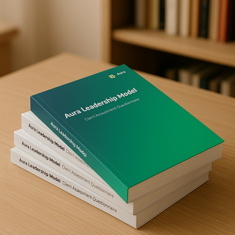 Aura Questionnaire stacked in a library